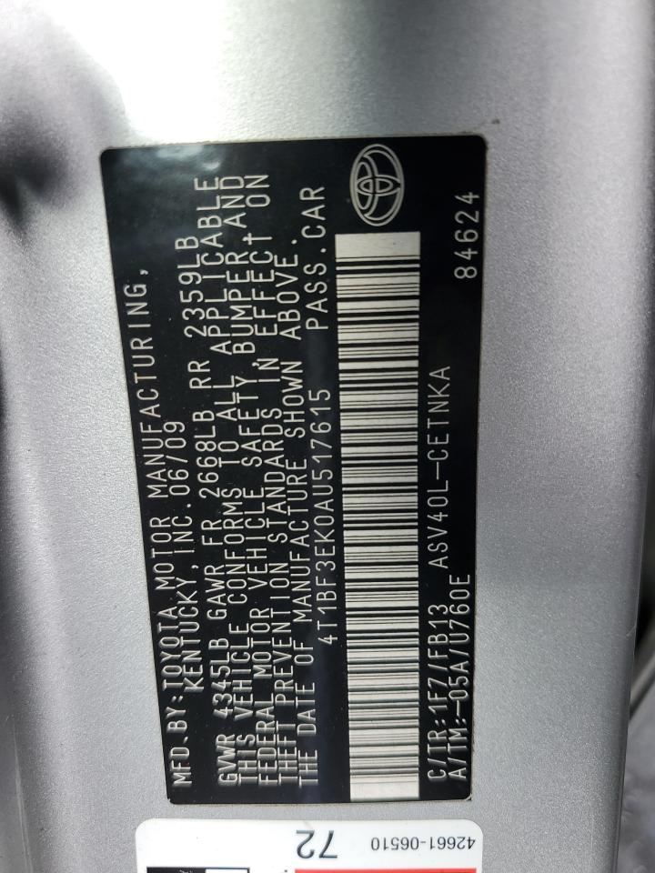 4T1BF3EK0AU517615 2010 Toyota Camry Base