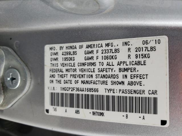 2010 Honda Accord Lx VIN: 1HGCP2F36AA168566 Lot: 45344304