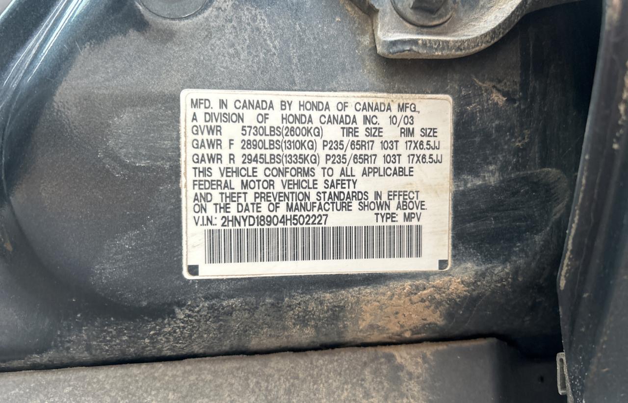 2hnyd18904h502227 2HNYD18904H502227 2004 Acura Mdx Touring