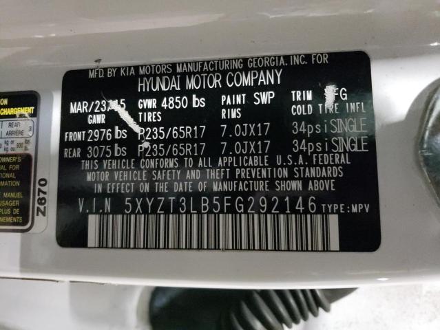 2015 Hyundai Santa Fe Sport VIN: 5XYZT3LB5FG292146 Lot: 47826444