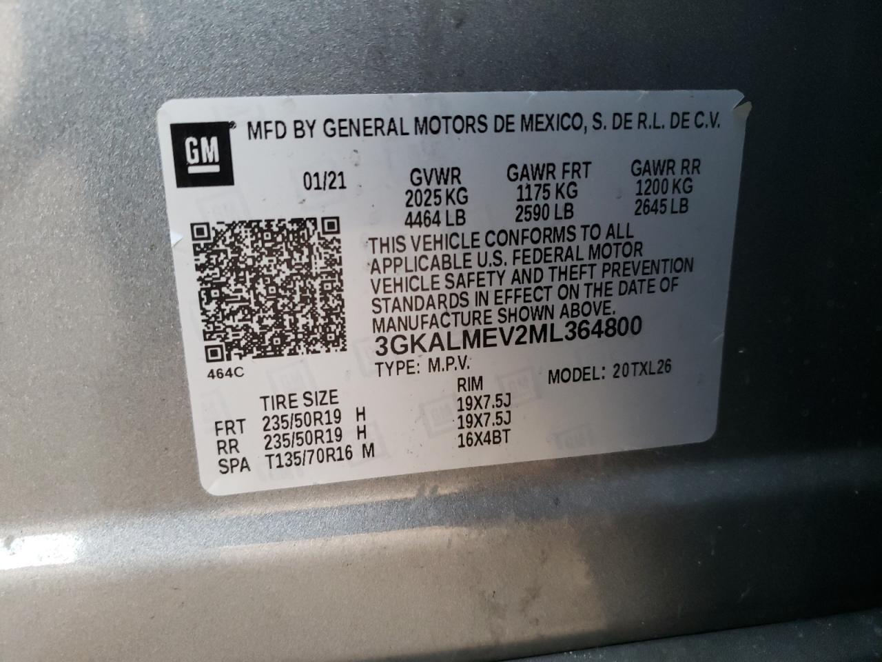 3GKALMEV2ML364800 2021 GMC Terrain Sle