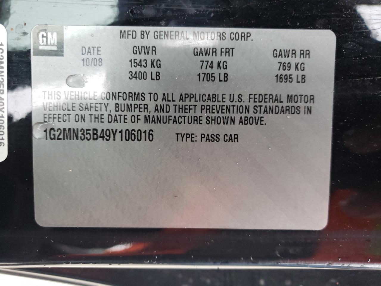 1G2MN35B49Y106016 2009 Pontiac Solstice