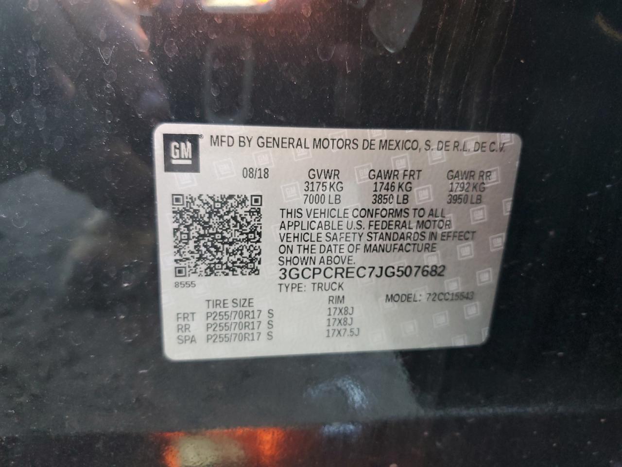 3GCPCREC7JG507682 2018 Chevrolet Silverado C1500 Lt