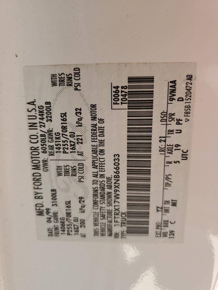 1FTRX17W9XNB66033 1999 Ford F150