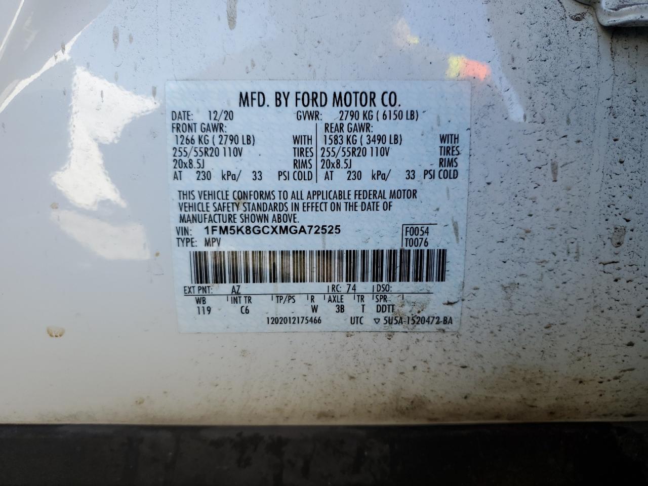 1FM5K8GCXMGA72525 2021 Ford Explorer St