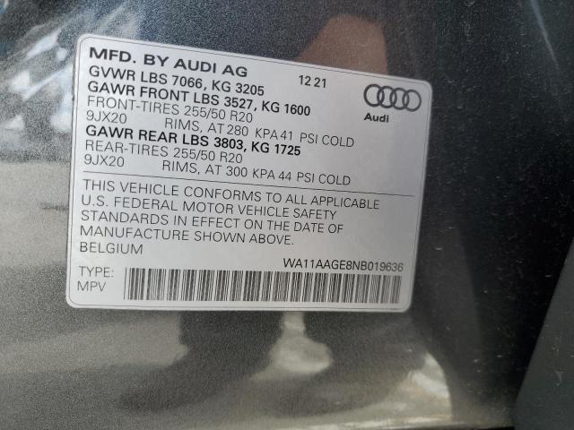 2022 AUDI E-TRON SPO WA11AAGE8NB019636