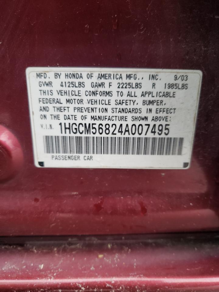 1HGCM56824A007495 2004 Honda Accord Ex