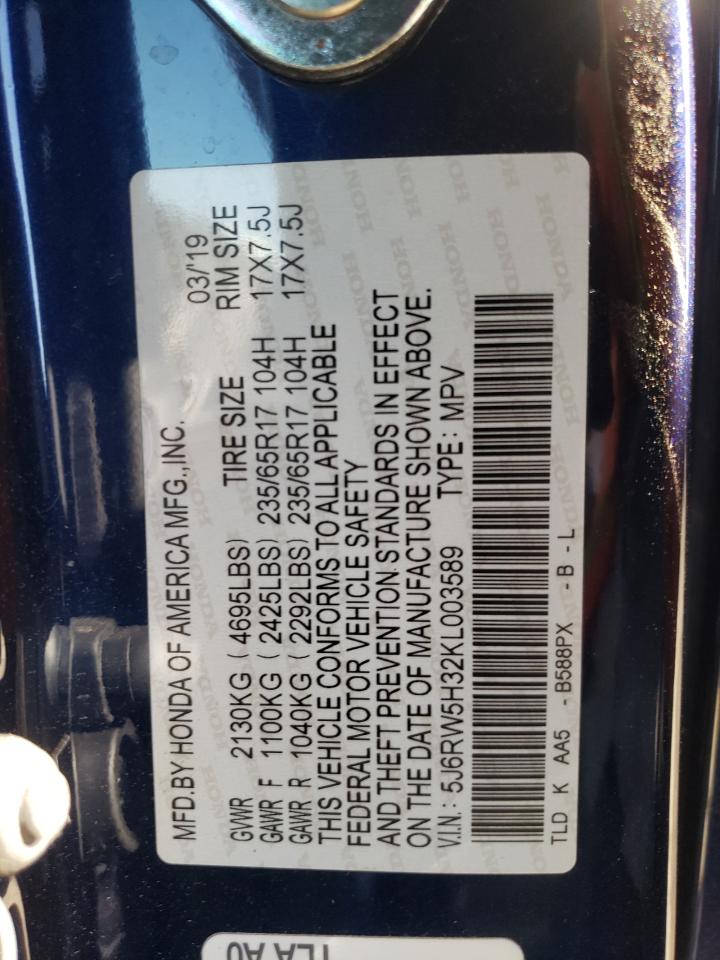 5J6RW5H32KL003589 2019 Honda Cr-V Lx