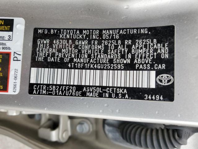 2016 Toyota Camry Le VIN: 4T1BF1FK4GU252595 Lot: 46364634