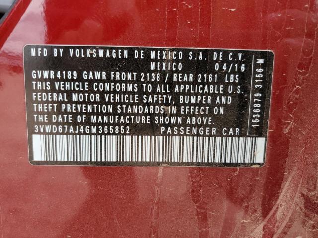 2016 Volkswagen Jetta Se VIN: 3VWD67AJ4GM365852 Lot: 46856614