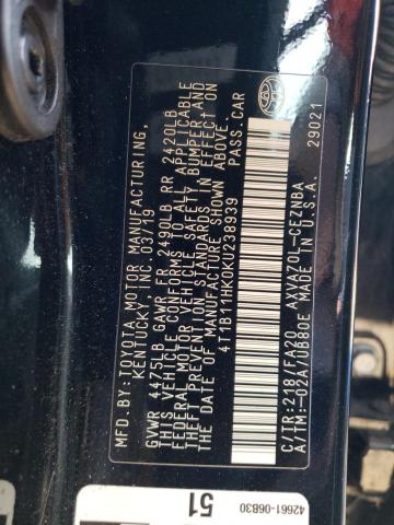 4T1B11HK0KU238939 2019 TOYOTA CAMRY - Image 13