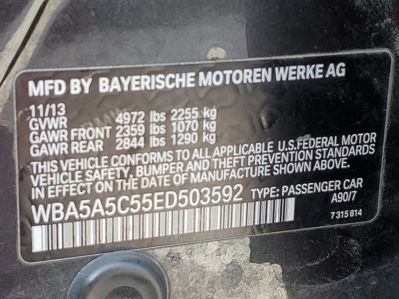 WBA5A5C55ED503592 2014 BMW 528 I