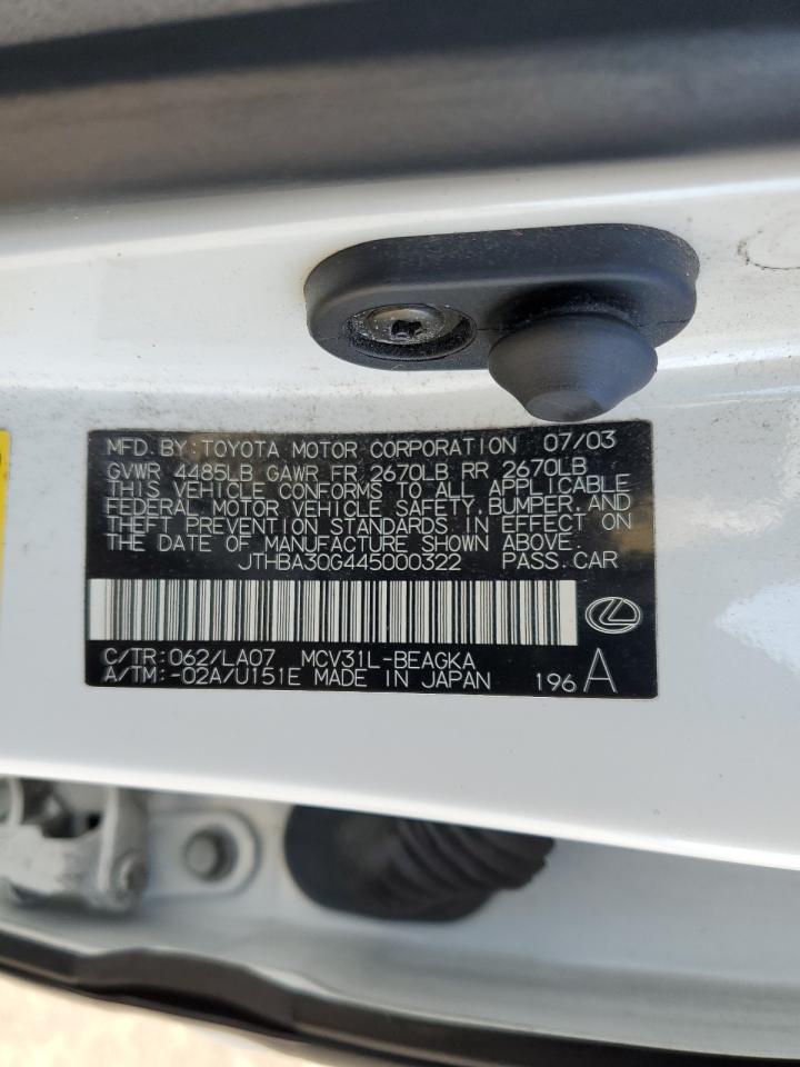 JTHBA30G445000322 2004 Lexus Es 330