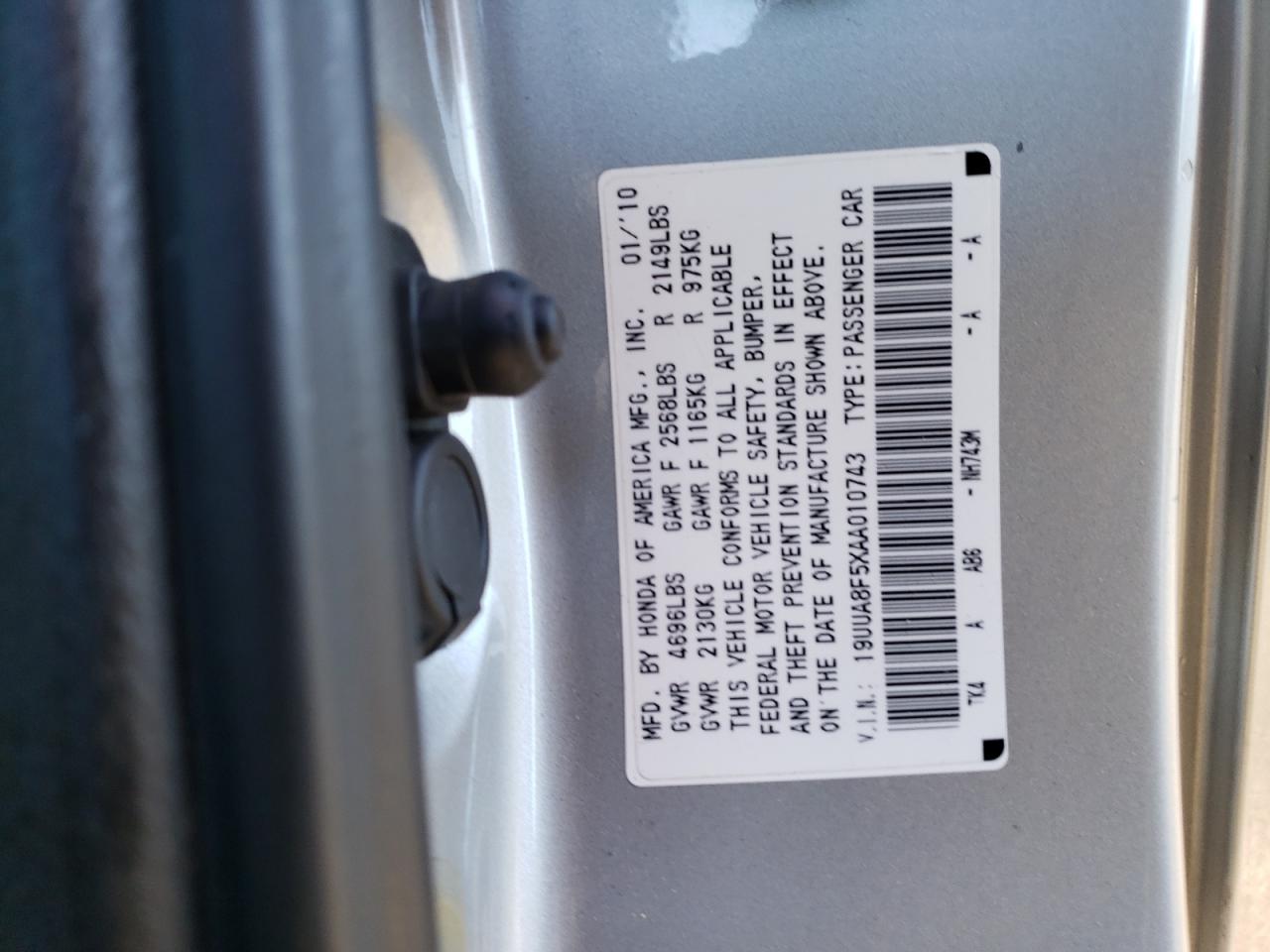 19UUA8F5XAA010743 2010 Acura Tl