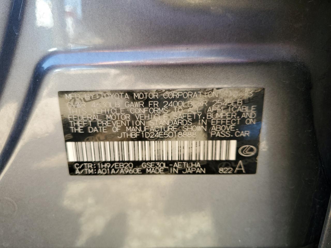 JTHBF1D24E5018888 2014 Lexus Is 250