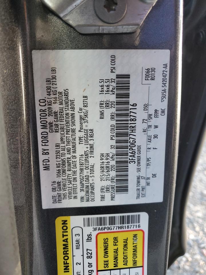 3FA6P0G77HR187716 2017 Ford Fusion S