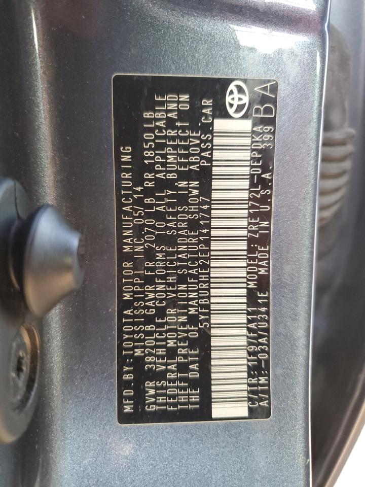 5YFBURHE2EP141747 2014 Toyota Corolla L