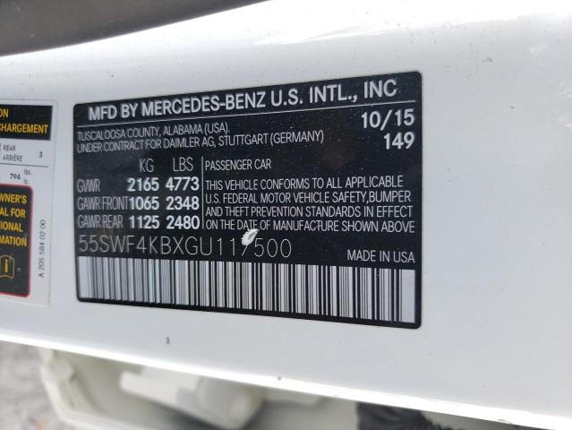 2016 Mercedes-Benz C 300 4Matic VIN: 55SWF4KBXGU117500 Lot: 46926734