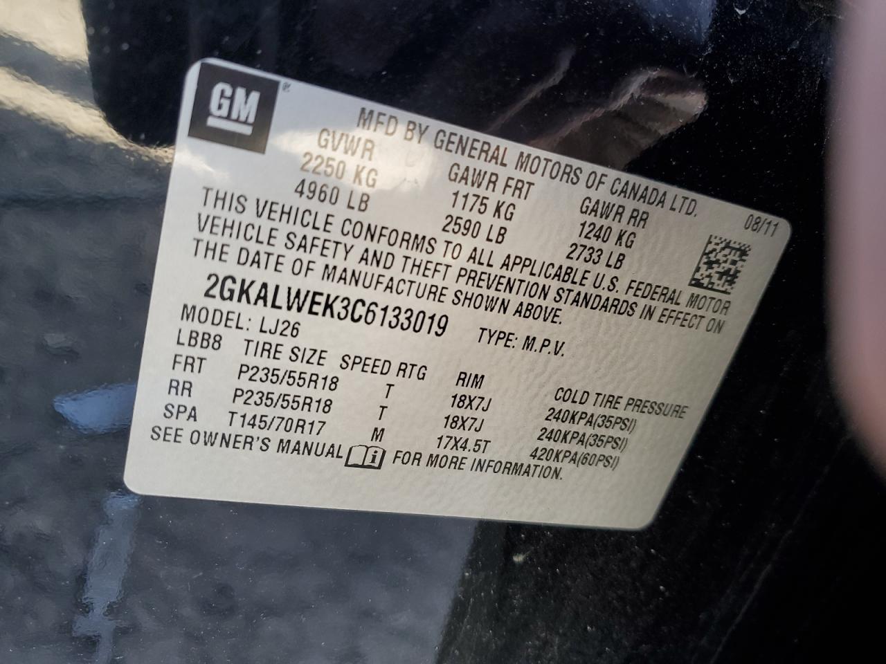 2GKALWEK3C6133019 2012 GMC Terrain Slt