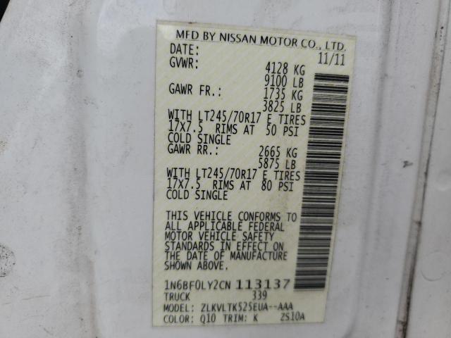 2012 Nissan Nv 2500 VIN: 1N6BF0LY2CN113137 Lot: 45474184