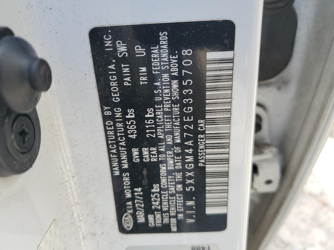 5XXGM4A72EG335708 2014 Kia Optima Lx