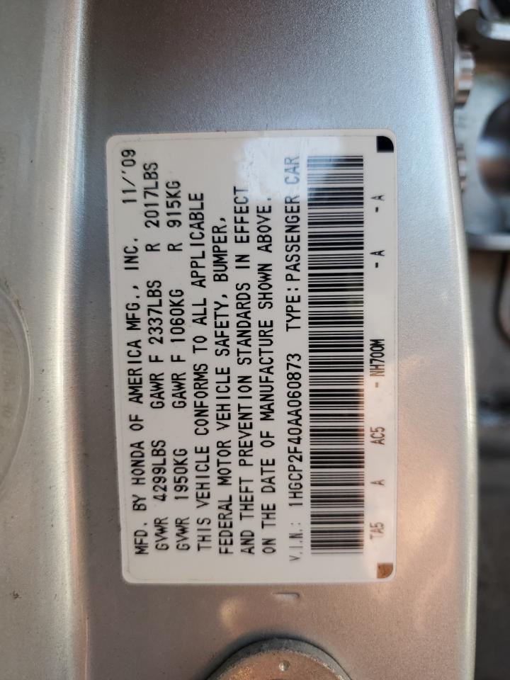 1HGCP2F40AA060873 2010 Honda Accord Lxp
