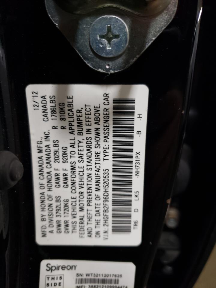 2HGFB2F96DH520535 2013 Honda Civic Exl