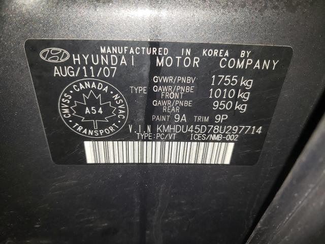 2008 Hyundai Elantra Gl VIN: KMHDU45D78U297714 Lot: 45838164