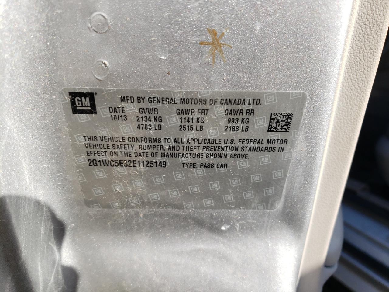 2G1WC5E32E1125149 2014 Chevrolet Impala Limited Ltz