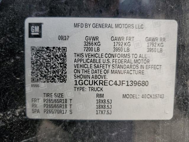2018 CHEVROLET SILVERADO - 1GCUKREC4JF139680