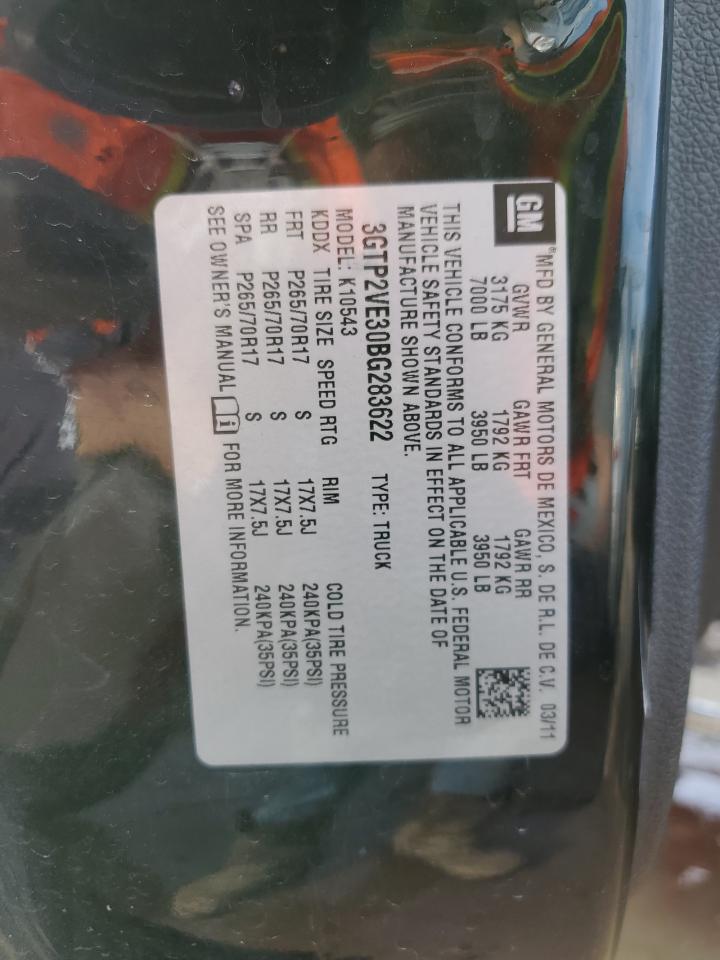 3GTP2VE30BG283622 2011 GMC Sierra K1500 Sle