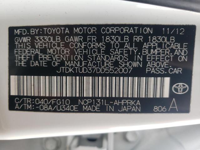 2013 Toyota Yaris VIN: JTDKTUD37DD552007 Lot: 46108594