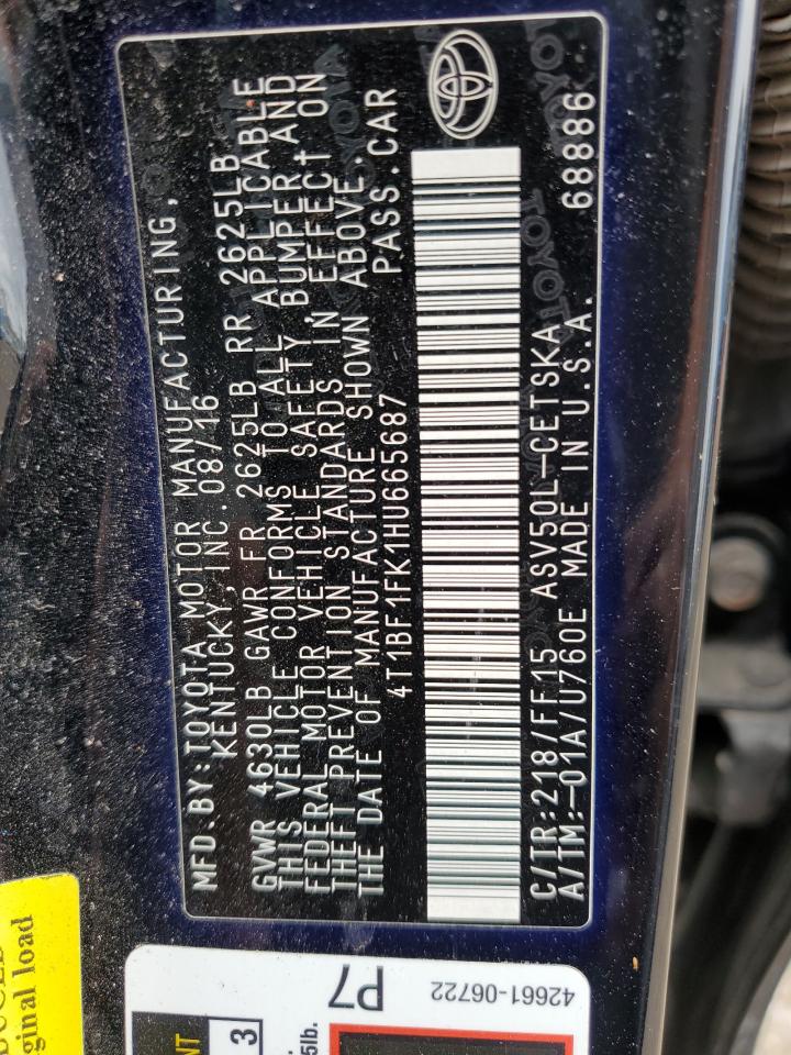 4T1BF1FK1HU665687 2017 Toyota Camry Le