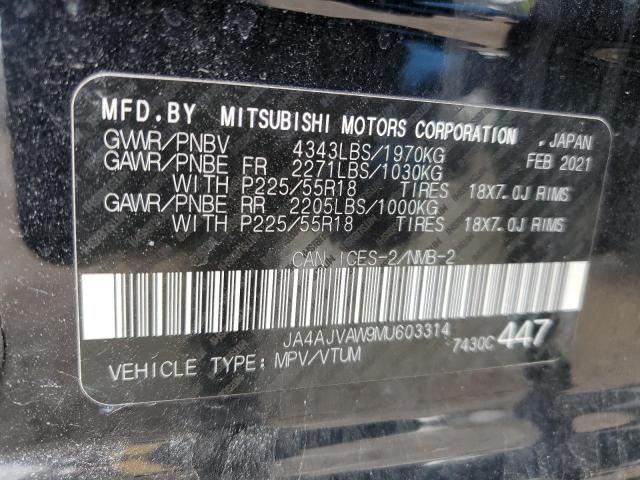 2021 Mitsubishi Rvr Se VIN: JA4AJVAW9MU603314 Lot: 47675664