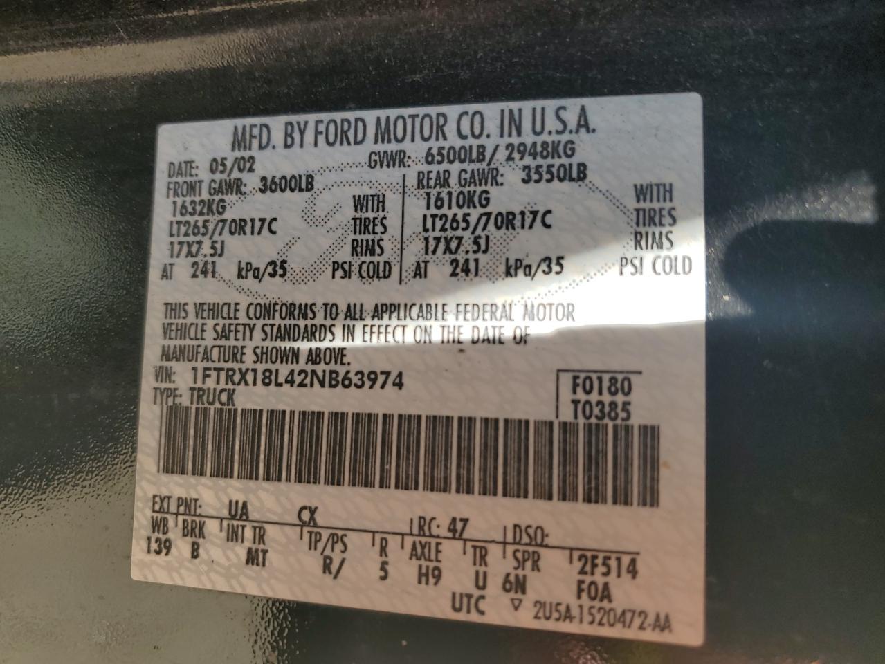 1FTRX18L42NB63974 2002 Ford F150