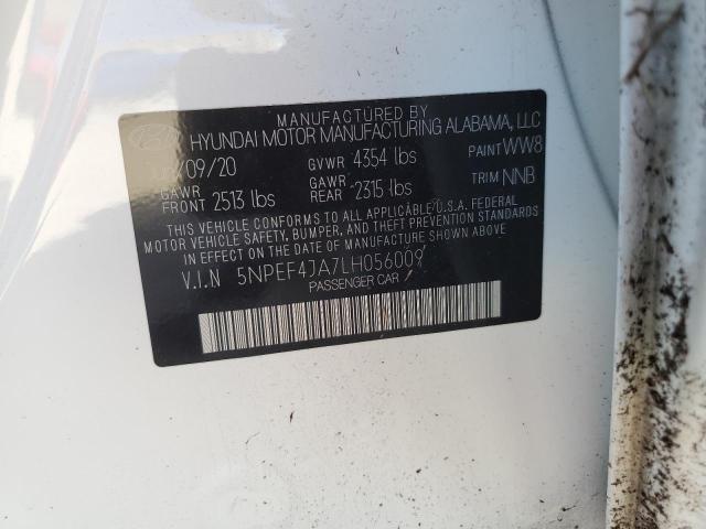 2020 Hyundai Sonata Sel VIN: 5NPEF4JA7LH056009 Lot: 46363394