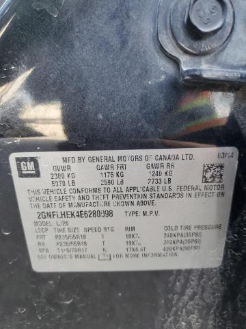 2014 Chevrolet Equinox Ltz VIN: 2GNFLHEK4E6280098 Lot: 56577644