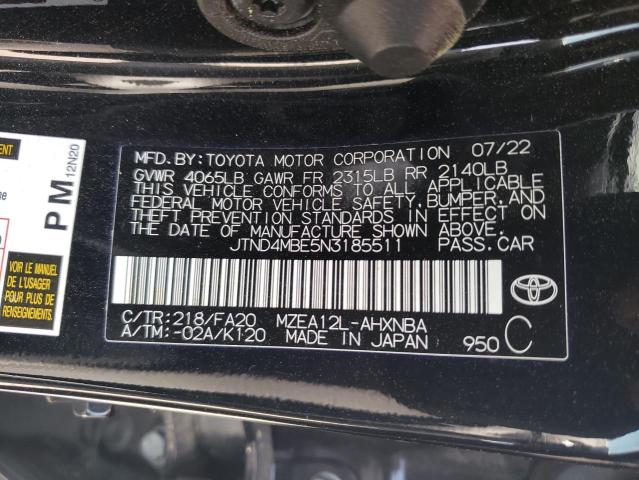 2022 Toyota Corolla Se VIN: JTND4MBE5N3185511 Lot: 47517934