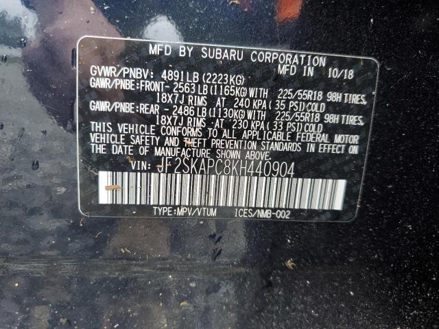 Lot #2501424319 2019 SUBARU FORESTER S salvage car