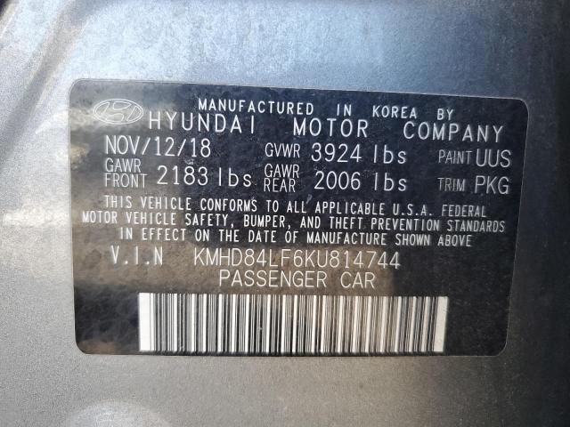 2019 Hyundai Elantra Sel VIN: KMHD84LF6KU814744 Lot: 47631904