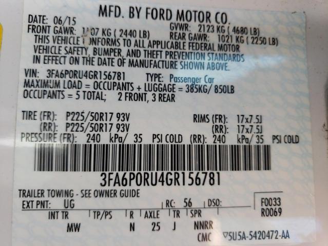2016 FORD FUSION TIT - 3FA6P0RU4GR156781