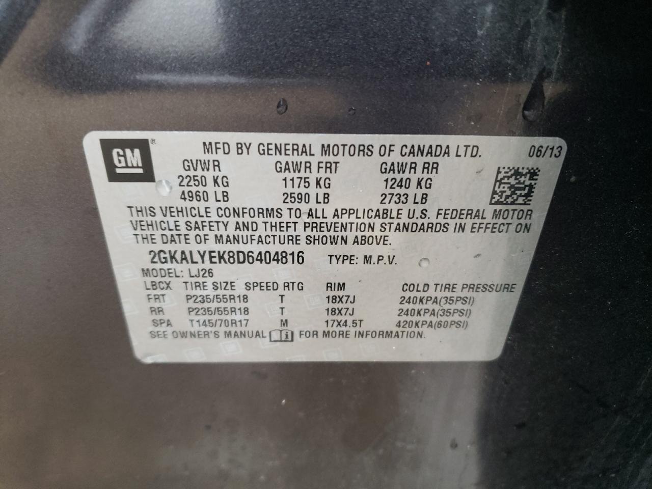 2GKALYEK8D6404816 2013 GMC Terrain Denali