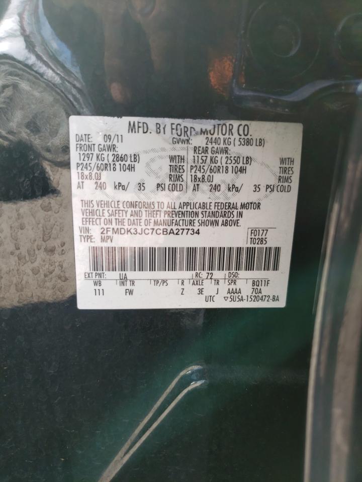 2FMDK3JC7CBA27734 2012 Ford Edge Sel