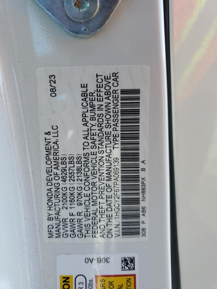 2023 Honda Accord Hybrid Exl vin: 1HGCY2F67PA069139