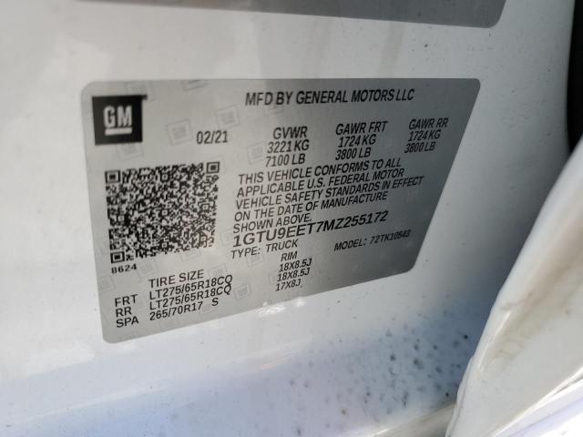 2021 GMC SIERRA 1GTU9EET7MZ255172