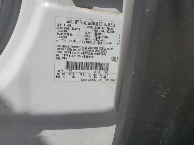 2004 Ford Escape Xlt VIN: 1FMYU031X4KB38629 Lot: 48260114