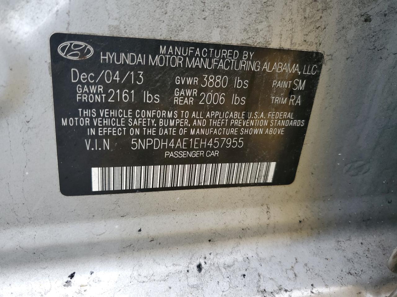 5NPDH4AE1EH457955 2014 Hyundai Elantra Se