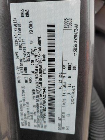2022 Ford F150 Supercrew VIN: 1FTFW1ED7NFA27940 Lot: 46434144