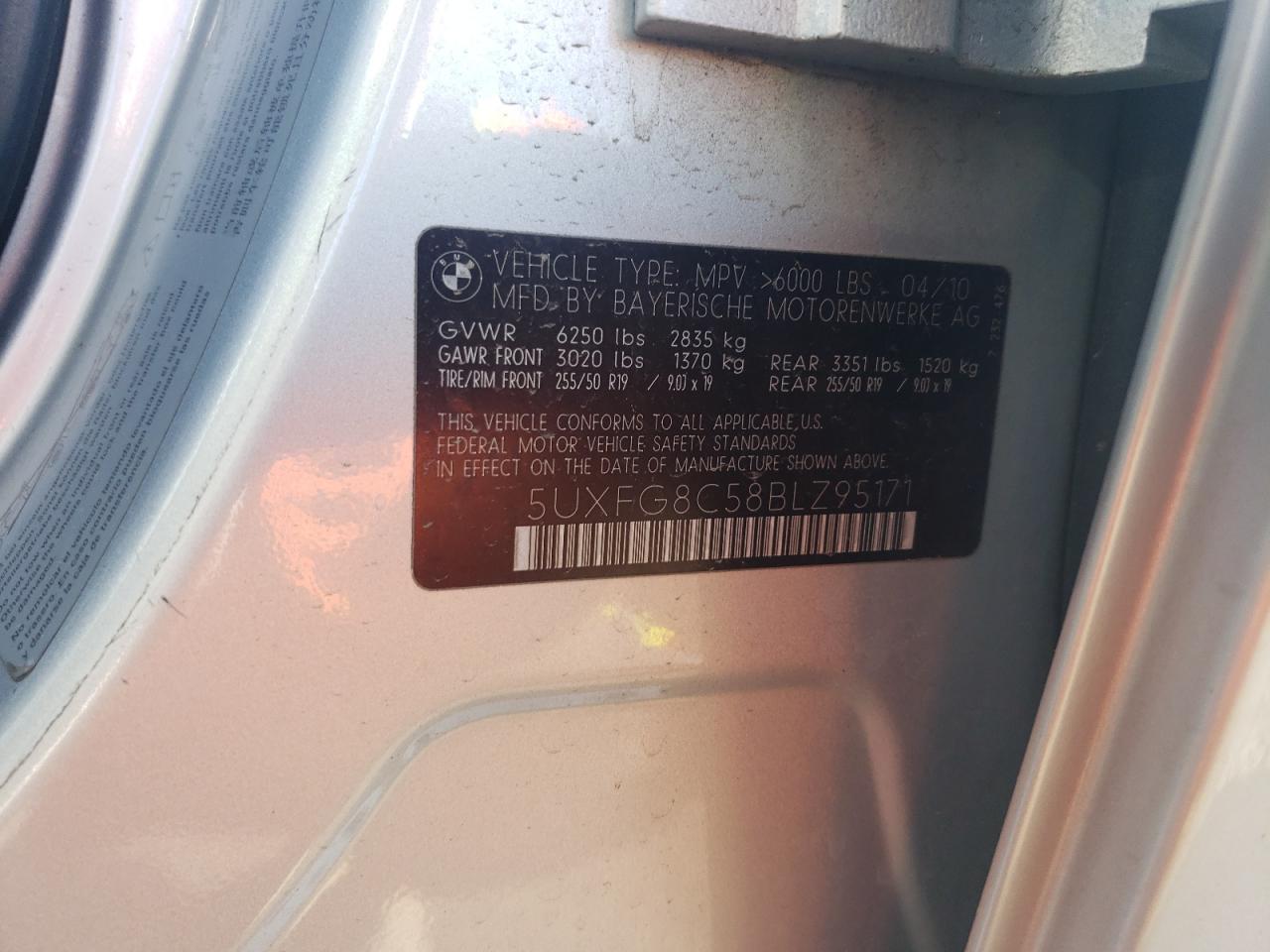 5UXFG8C58BLZ95171 2011 BMW X6 xDrive50I