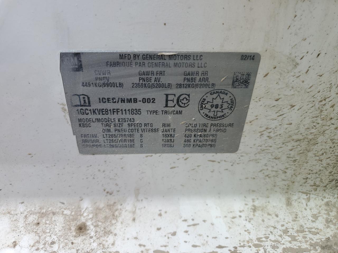 1GC1KVE81FF111835 2015 Chevrolet Silverado K2500 Heavy Duty Lt